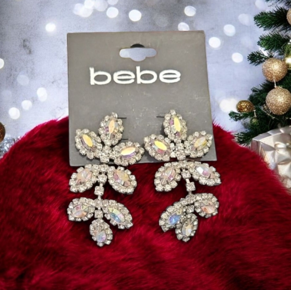 Bebe Silver Crystal Dangel Statement Earrings For… - image 5